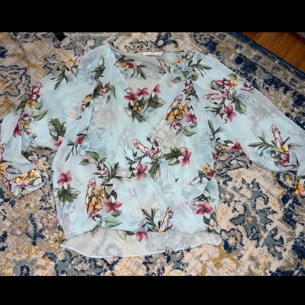 Zara Floral Sheer Blouse - Multicolor